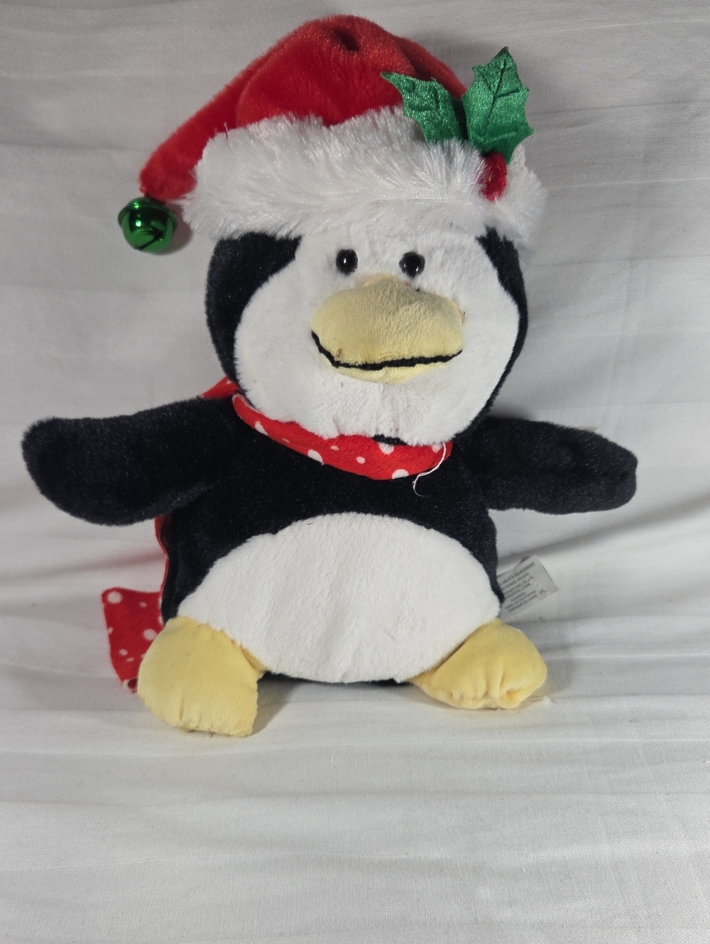 Holiday Penguin Plush Toy - Black, White & Red Animated Hat